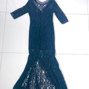 Elegant dark blue lace dress